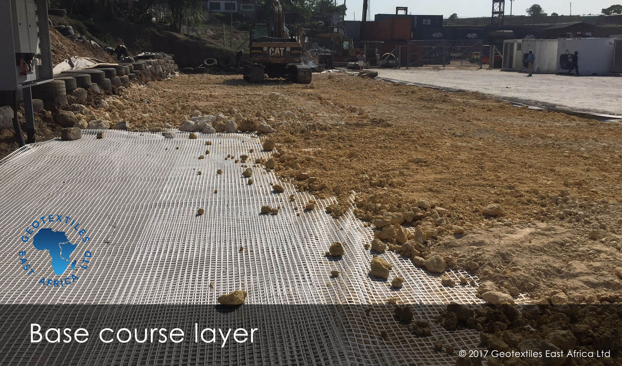 geogrids installation for sublease course in pavement