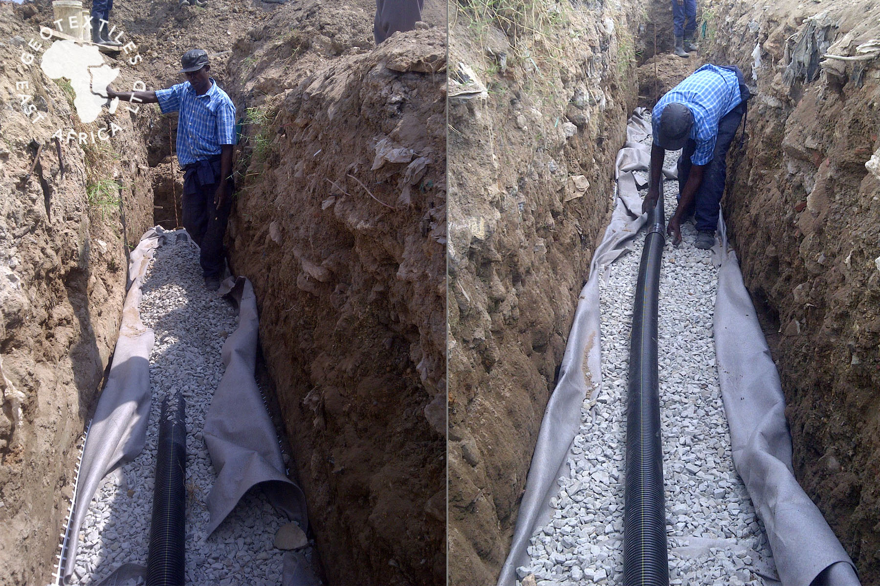 slotted geopipes wrapped in geotextile in kenya