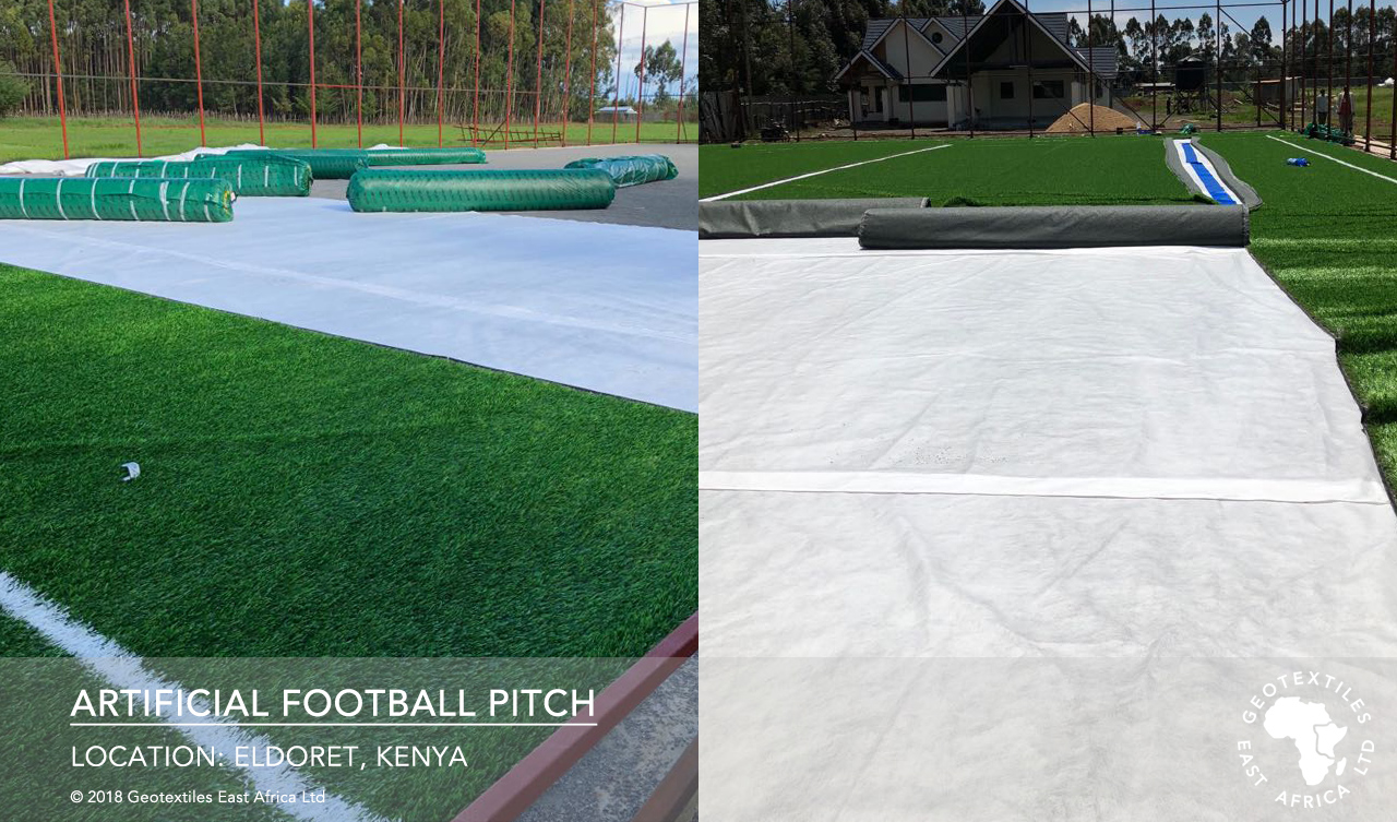 artificial turf and geotextile installation