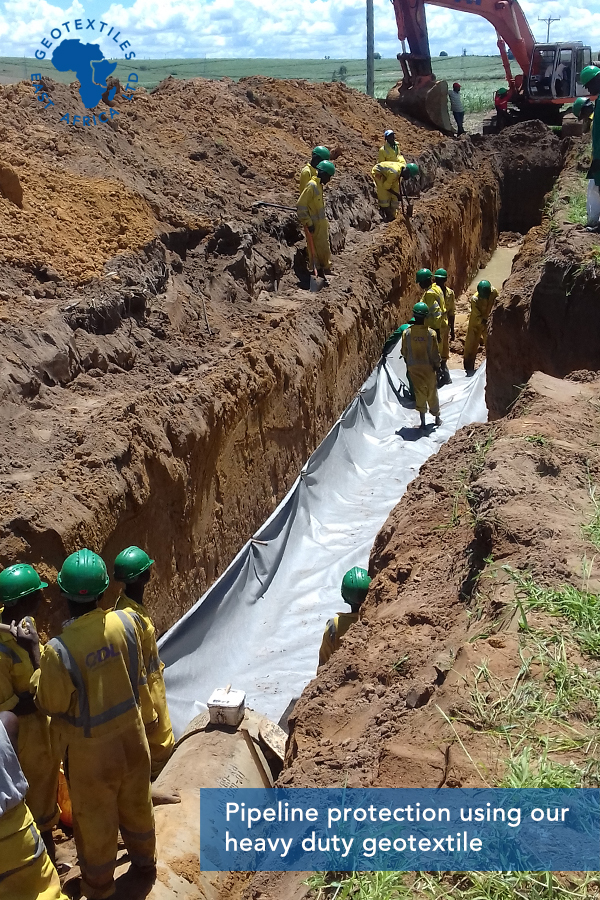 pipeline protection application with geotextile