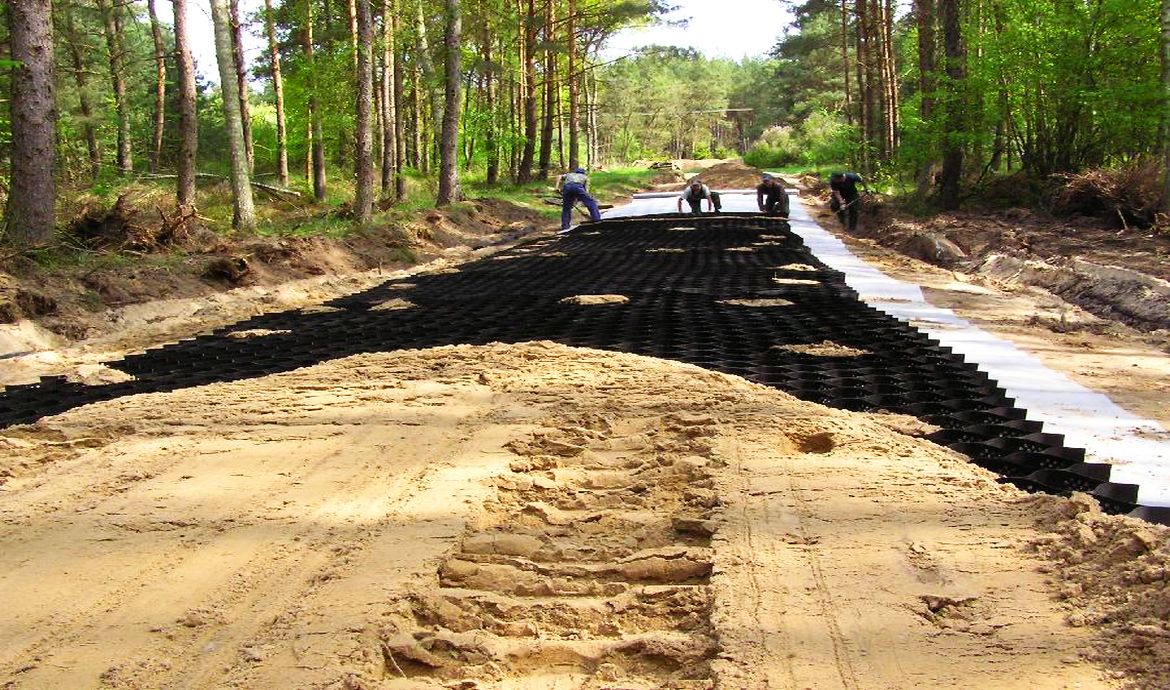 hdpe geocell sand access road